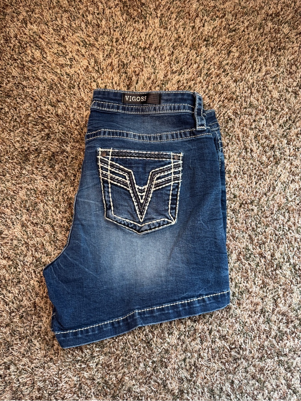 Vigoss Women’s Dark Wash Denim Shorts with Embroidered Back Pocket